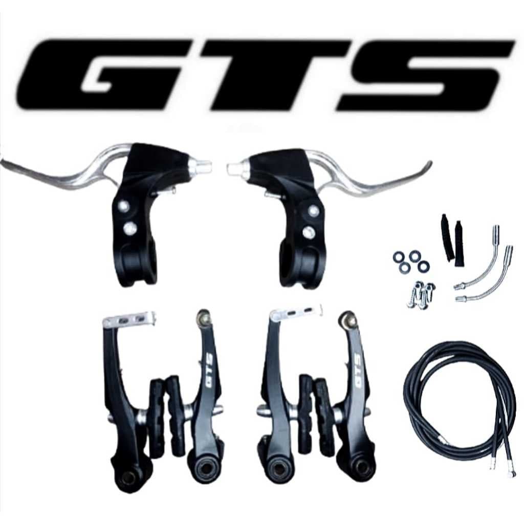 ENVIO RAPIDO Kit de Freio Bicicleta V-brake Orbital Aluminio C/ Maçaneta GTS Cromado ou Preto Completo ENTREGA DIRETA