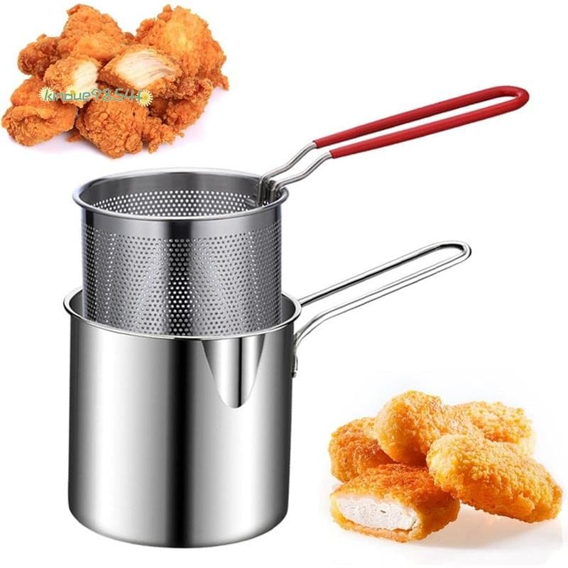 Frigideira Fritadeira Com Cesta De Aço Inoxidável Para Fritar Peixes Camarão Frango E Batatas Fritas