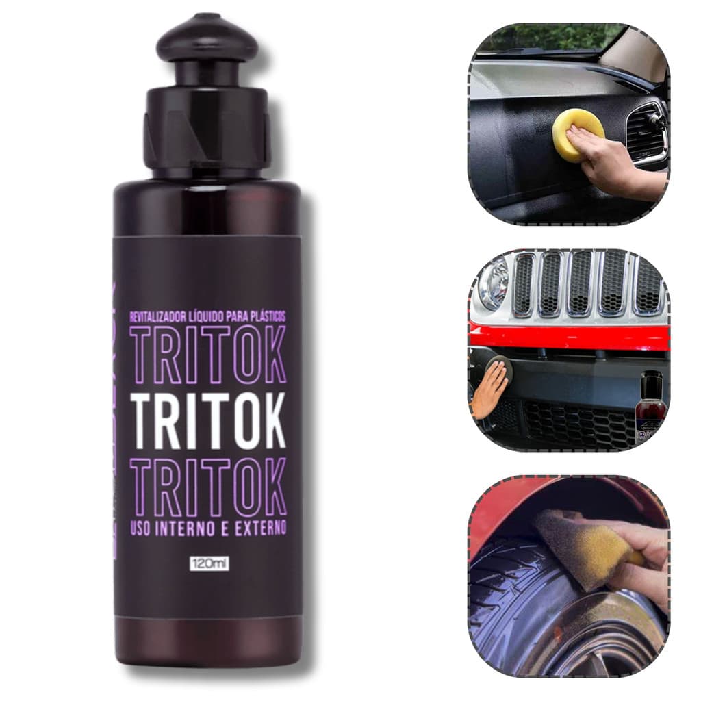 Kit 2 Restaurador Plástico Pneu Tritok 120ml Interno Externo