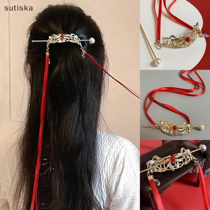 sutiska Antiguidade Estilo Chinês Pingente Feminino Longo sels Cos Cabelo Vara Acessórios De BR