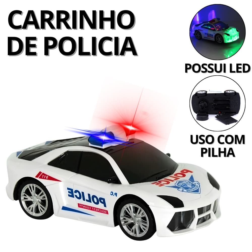 Brinquedos De Menino Policial Carrinho De Brinquedo De Polícia Carro De Policia Com Som E Luz Led 3D