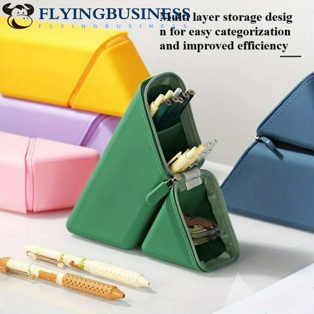 Estojo De Silicone FLYINGBUSINESS , Organizador De Papelaria Retangular Estável , Bolsa De Lápis Vertical