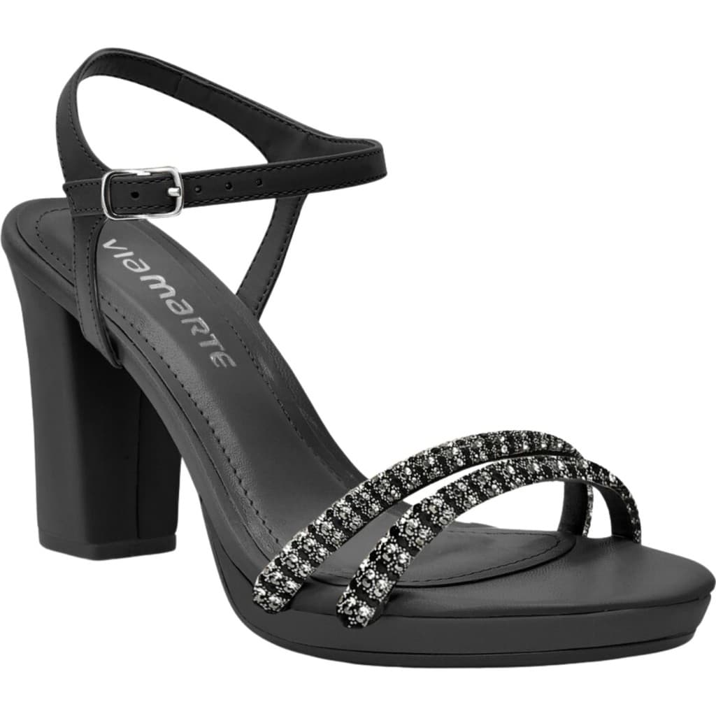 Sandália Salto Alto Meia Pata Strass Tendência Moda Verão 187-005 Via Marte
