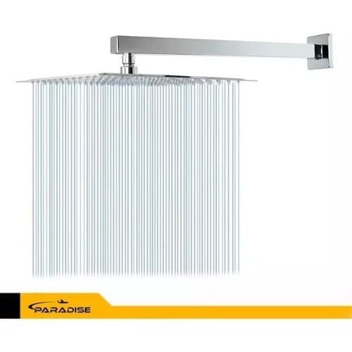 Ducha Chuveirão Piscina Paradise Cromada Quadrada Inox 20x20 Moderno Inox Acabamento Brilhante