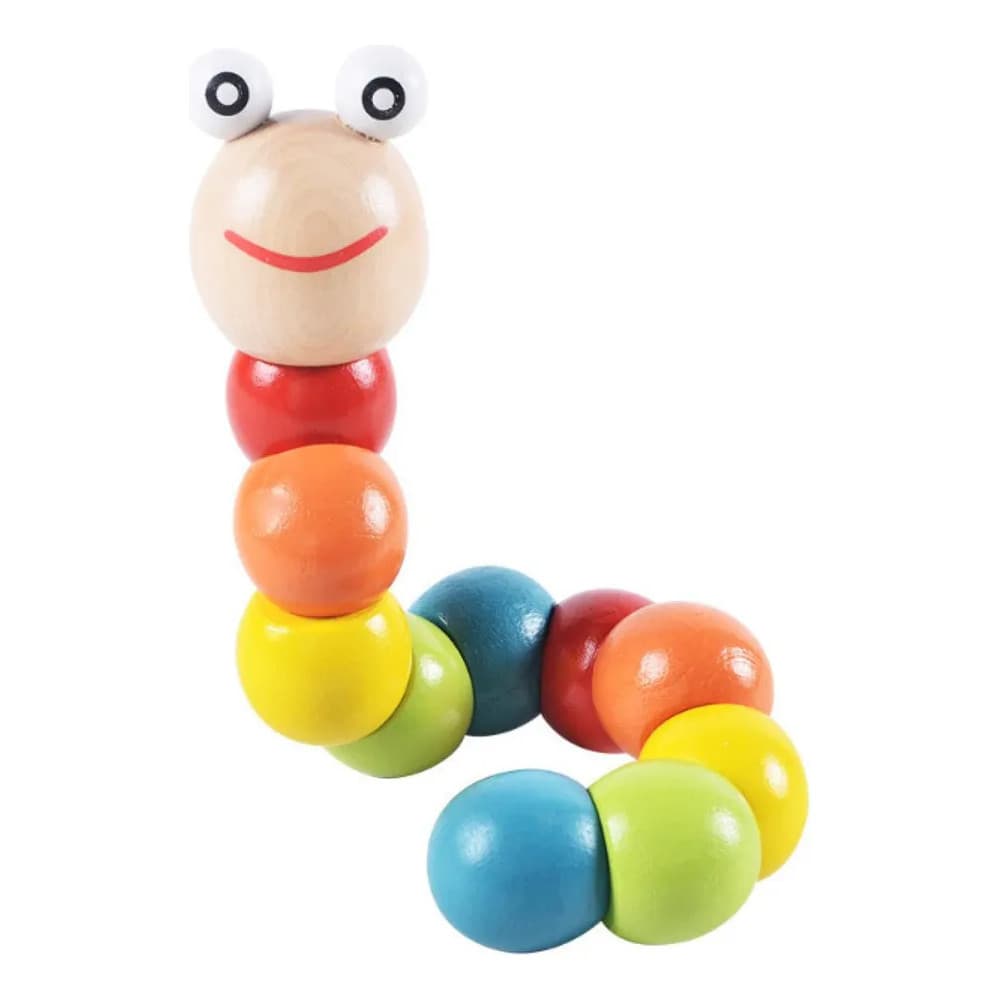 Brinquedo Minhoca Colorida Centopeia Montessori Madeira