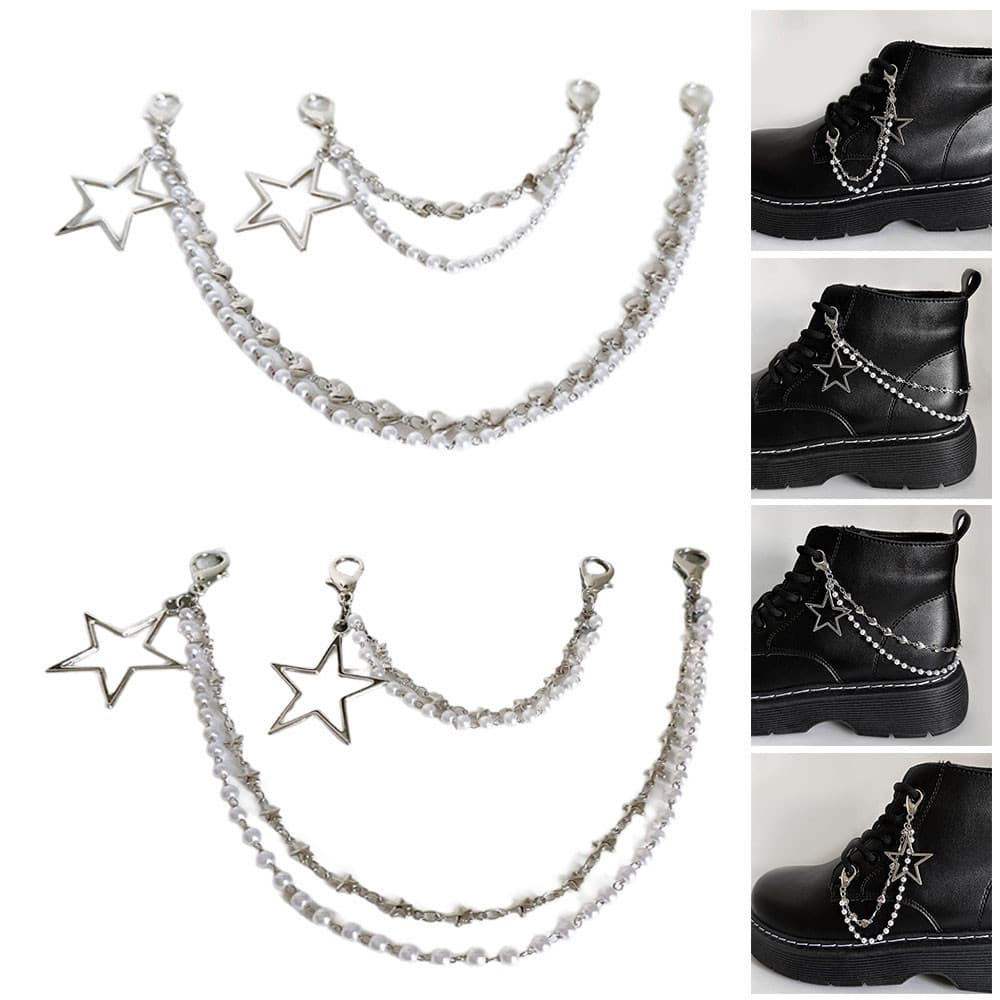Sapatos De Metal Fivelas Acessórios De Sapato Botas Correntes Dupla Camada Corrente DIY