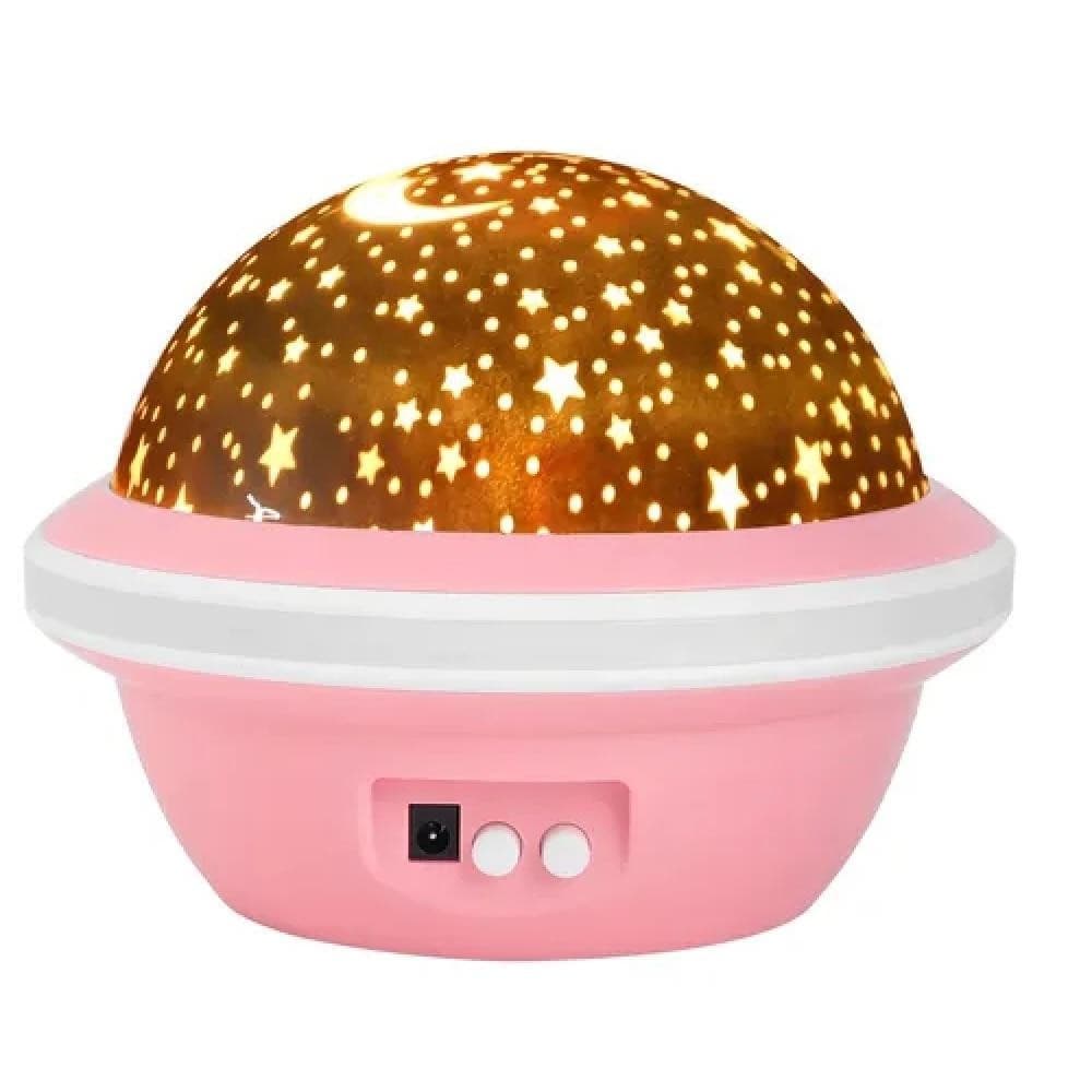 LUMINARIA PROJETOR ESTRELAS LUA GIRATORIA MULTICORES ABAJUR QUARTO CUPULA GALAXIA ROSA