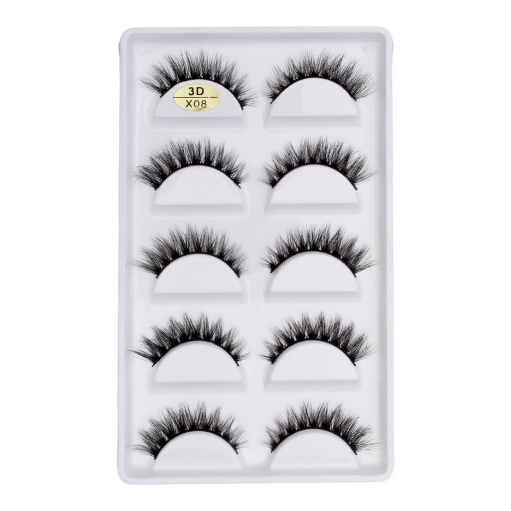 Cartela com 5 pares de cilios postiços naturais modelo - X08