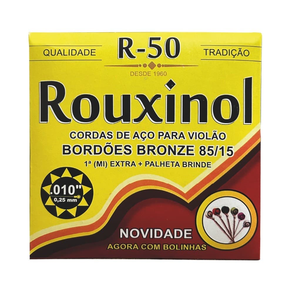 Encordoamento Rouxinol Aço Inox Violão Bordões Bronze 85/15