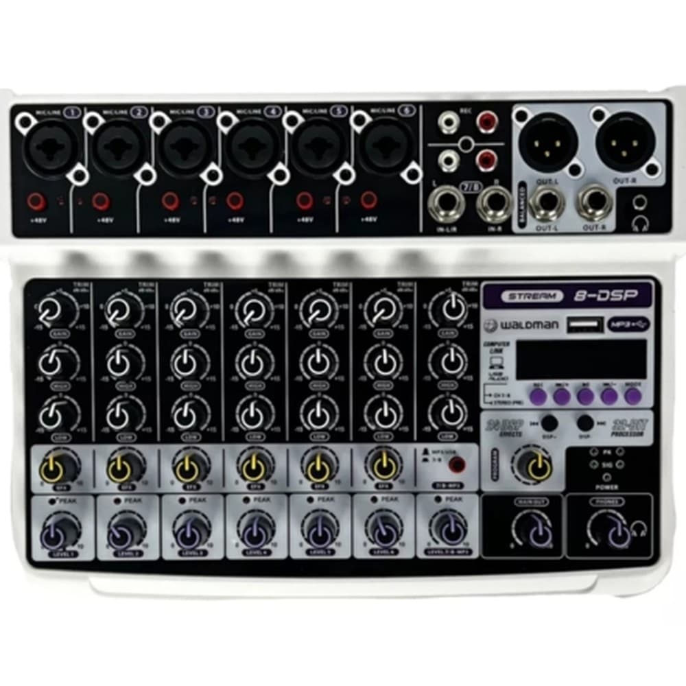MISTURADOR DE SOM WALDMAN 8 CANAIS INTERFACE DE AUDIO ST-8DSP