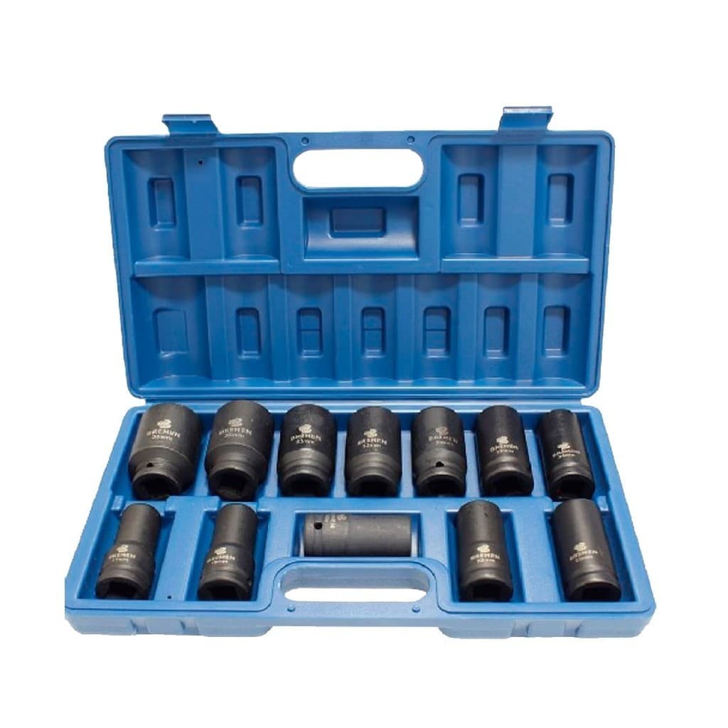 Jogo de Soquete Longo Impacto 3/4" 17-38mm 12 Pecas Bremen 9465