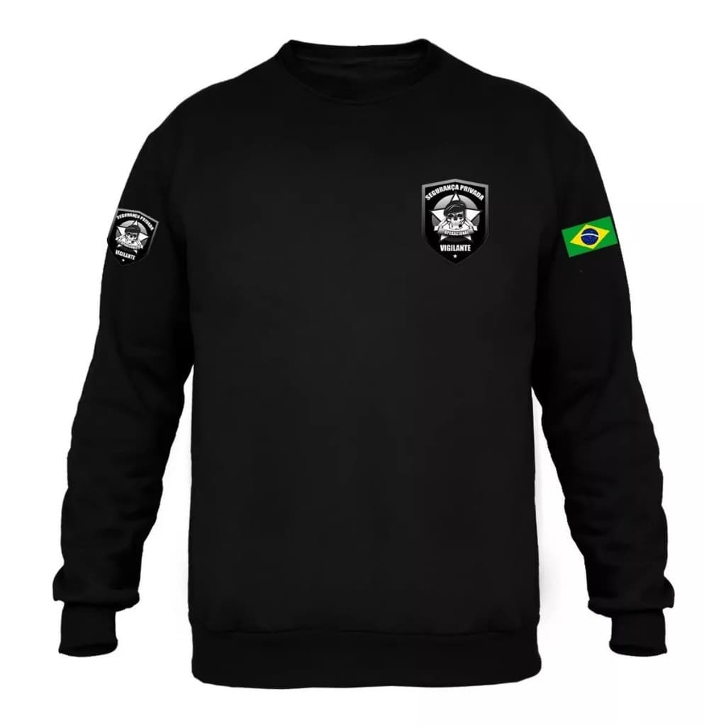 blusa de frio moletom casaco sem capuz e bolso  vigilante segurança privada
