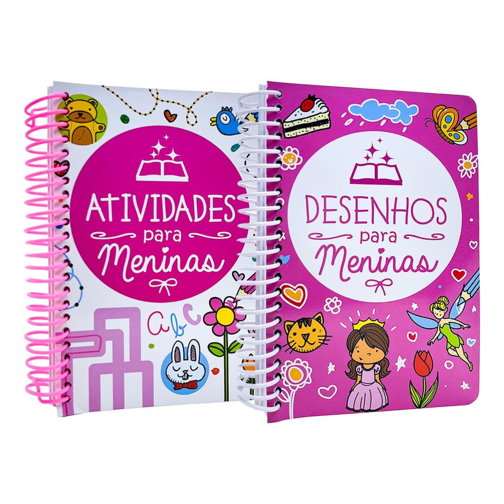 Atividades + Desenhos para Meninas com Espiral - Desafios, Desenhos e Muito Mais - 2 Livros Físicos