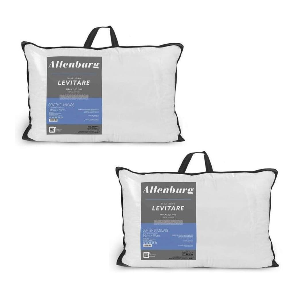 Kit 2 Travessseiros Extra Macio Levitare Altenburg 50cm x 70cm Percal 200 Fios