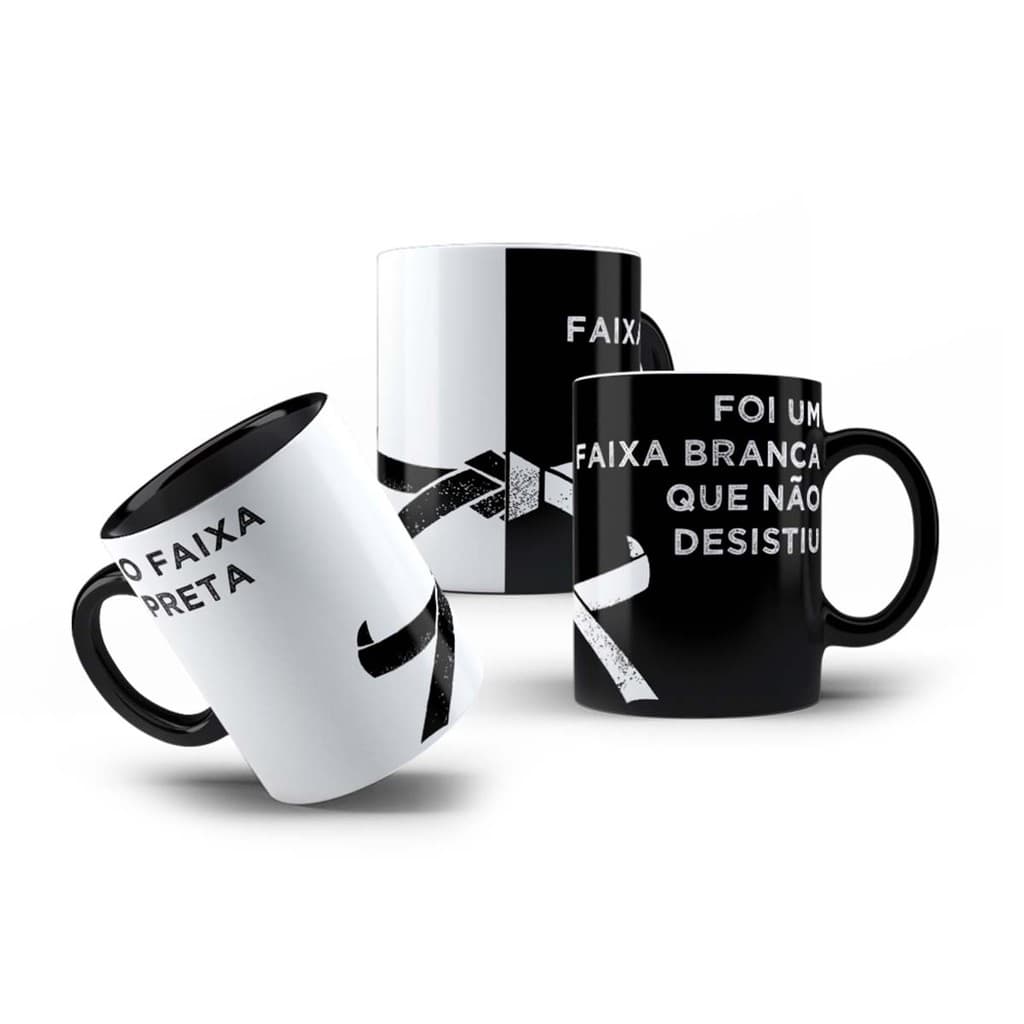 Caneca Faixa Preta Motivação Treino Luta Jiu Jitsu Karatê