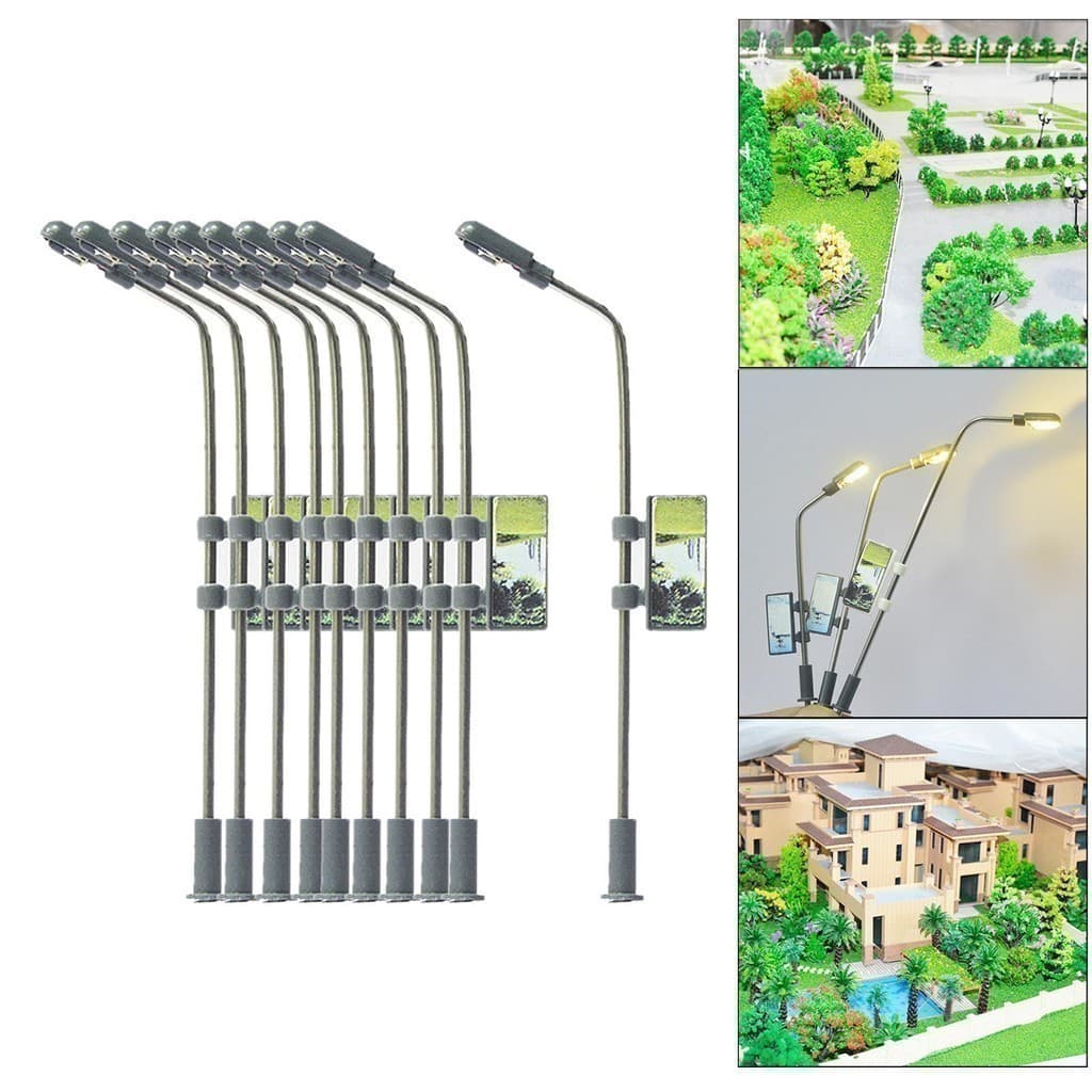 [wxdnfu] 10 Pcs Cenário De Trem LED Luz Paisagem Edifícios Modelo Acessório De Poste De