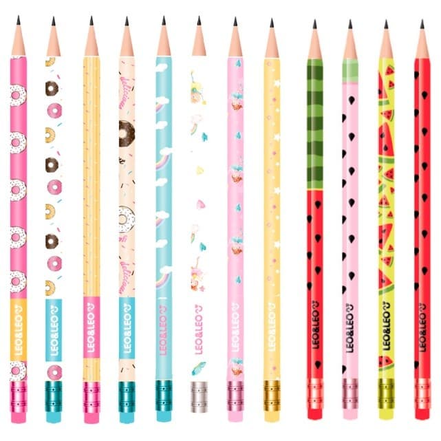 Kit com 10 Lápis com Borracha Preto - Material Escolar Variados Modelos para Escrever
