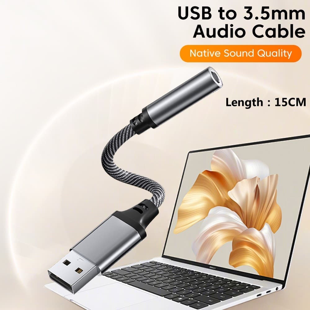 Para PC Portátil USB 3.5mm Cabo De Áudio Macho Aux Fêmea Conversor Fones De Ouvido Externo 3.5mm Conector