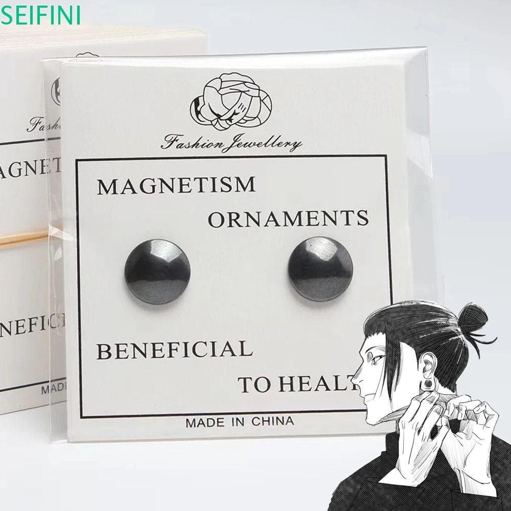 Piercing Sem Orelha SEIFINI , Brincos Pretos Para Cosplay De Anime Jujutsu Kaisen Geto Suguru , Moda