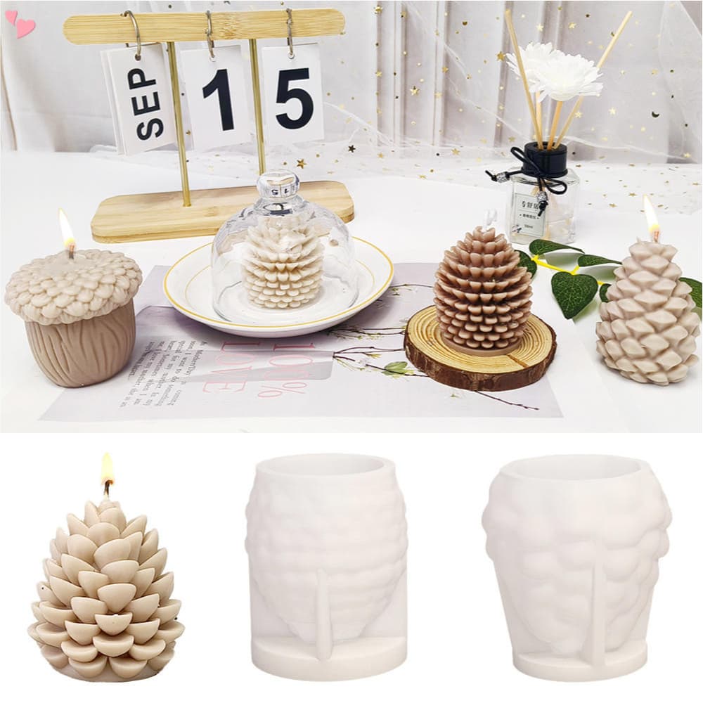 Molde De Vela De Pinha De Natal , Silicone 3D Para Fazer Velas , Cera De Aromaterapia , Resina Epóxi , Sabão De Fundição