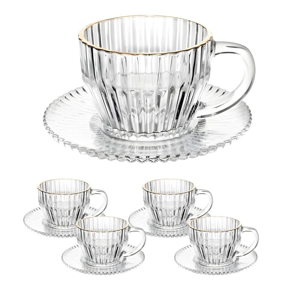 XICARA CRISTAL CAFE CHA FIO DE OURO 110 ML 4 PEÇAS