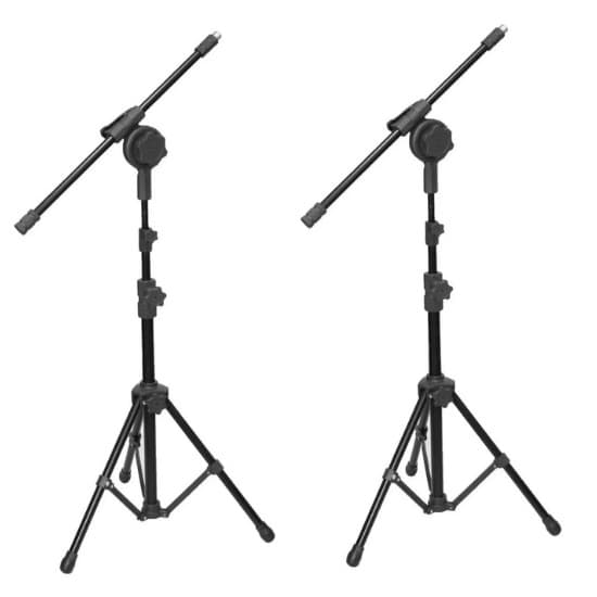 Kit com 2 Pedestal Girafa Para Microfone Visão C/ Pés Dobráveis Mpe4bk