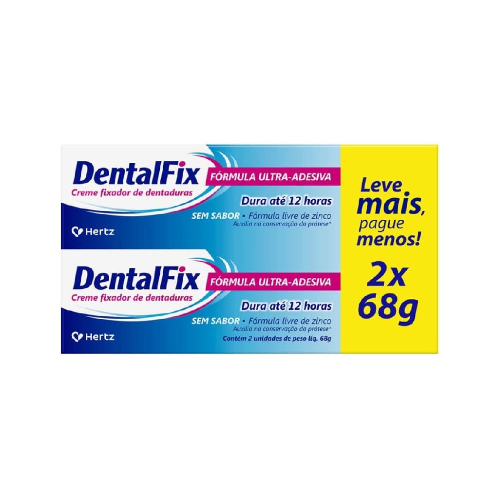 Kit 2 Dentalfix Creme Fixador De Dentaduras 68g cada
