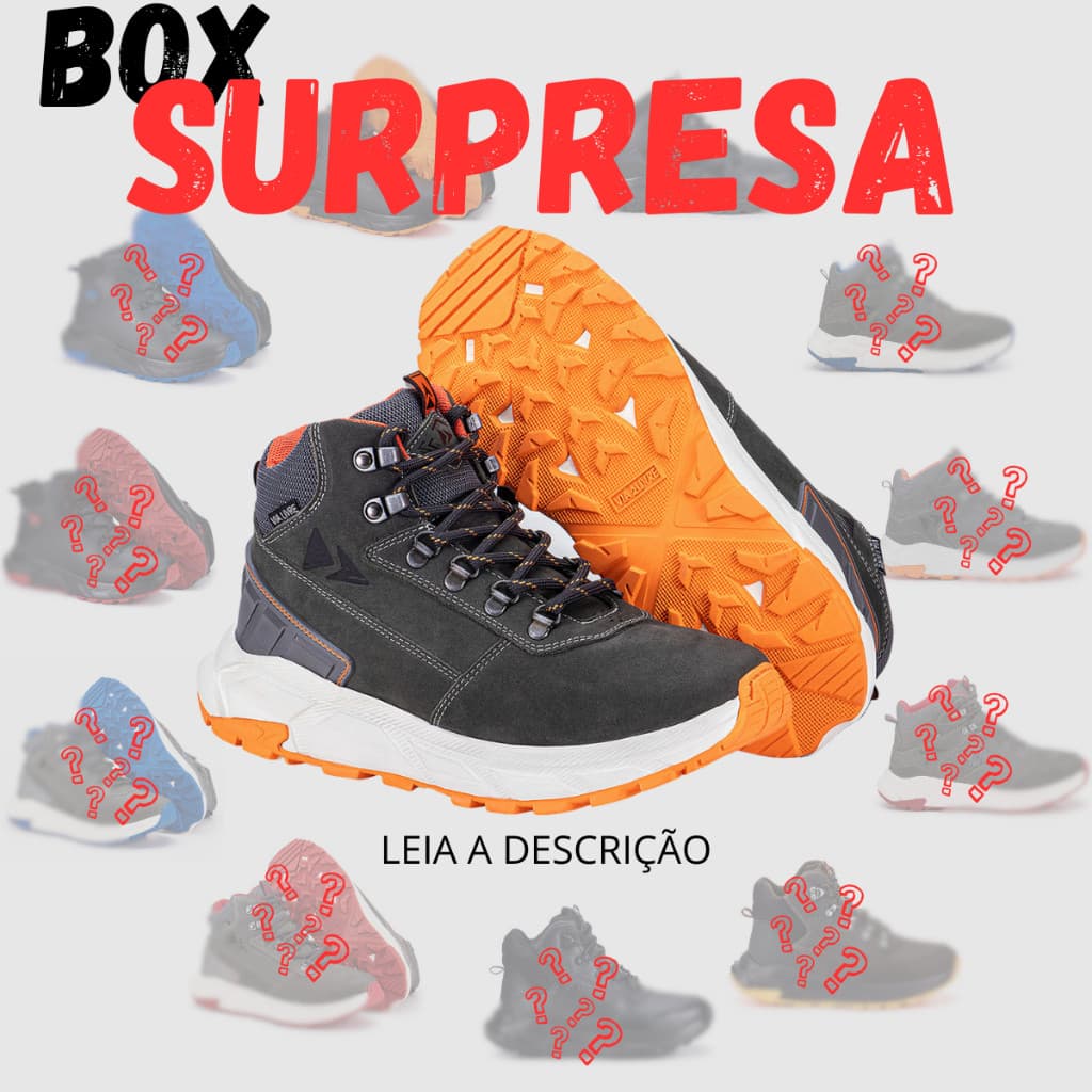 Box Surpresa Coturno Masculino Casual Couro Legítimo Original Sola EVA Leve Confortável Resistente