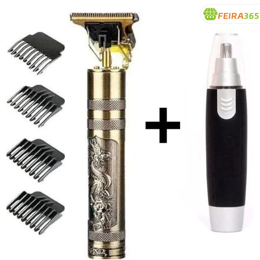Máquina de Cortar Cabelo Acabamento Barbear Elétrico e Retro de T9