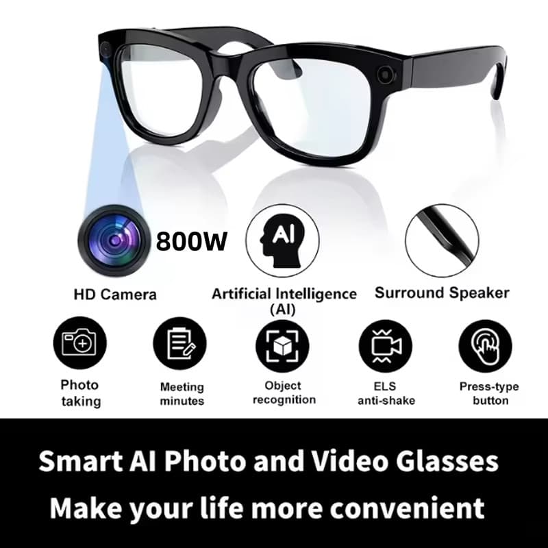 M01 Pro AI Óculos Inteligentes 8mp Câmera HD Bluetooth Chamada Assistente De Voz Esportes Ao Ar Livre DVR Filmadora De S