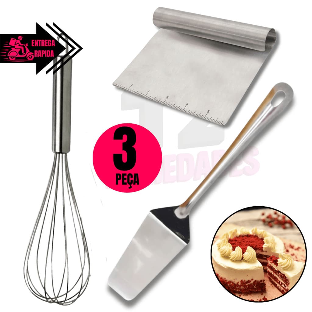 Batedor De Ovo De Aço Inox Espatula De Bolo Espatula Tubular Pra Cozinha Restaurante Casa