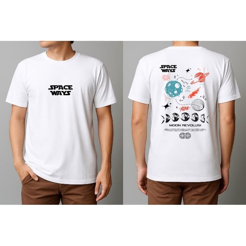 Camisa Masculina Algodão Estampa Galáxia Space Ways Astronauta Planetas Fases Lua Camisa Streetwear