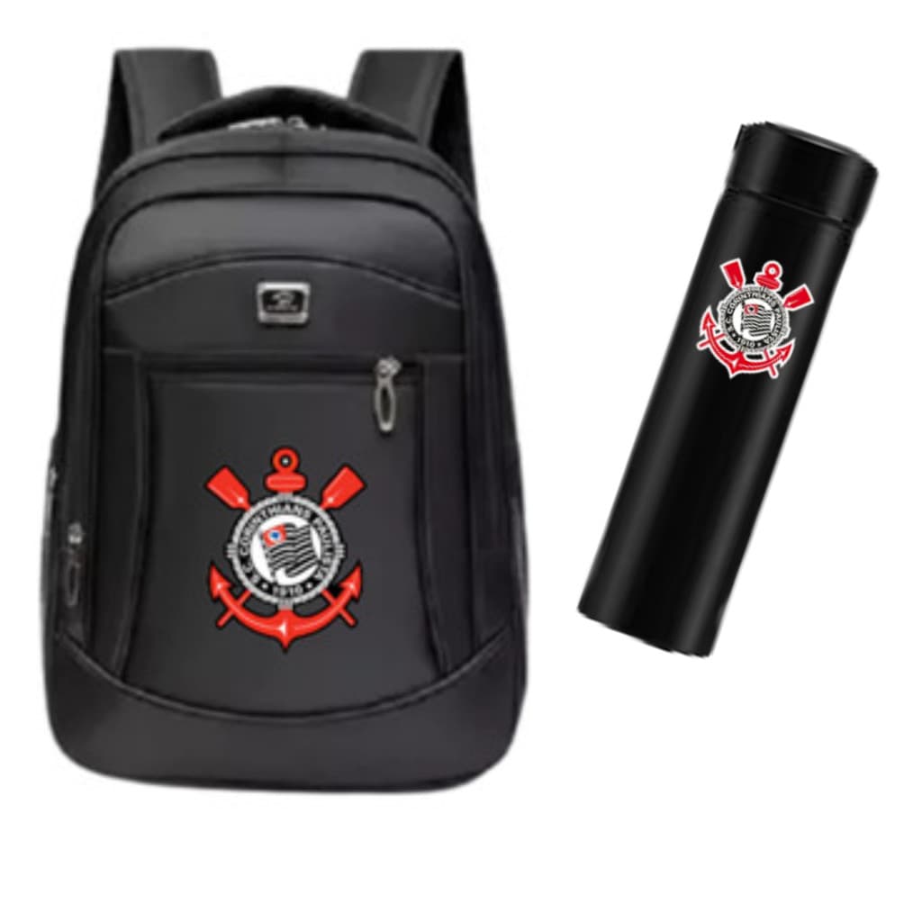 Mochila Bolsa barata Masculina Time brasileiros Faculdade Resistente com garrafa de led