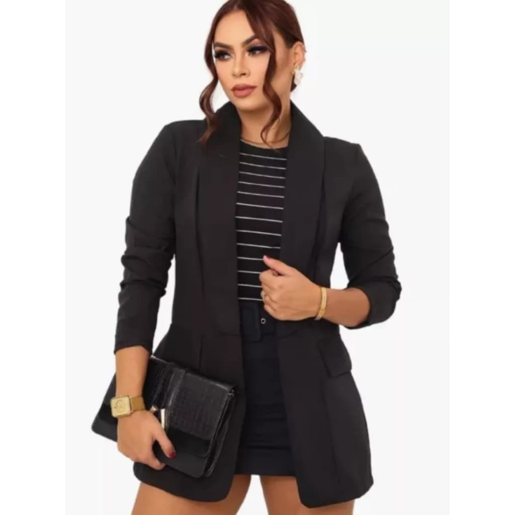 Max Blazer Feminina Longo Alfataria Socia Manga Longo
