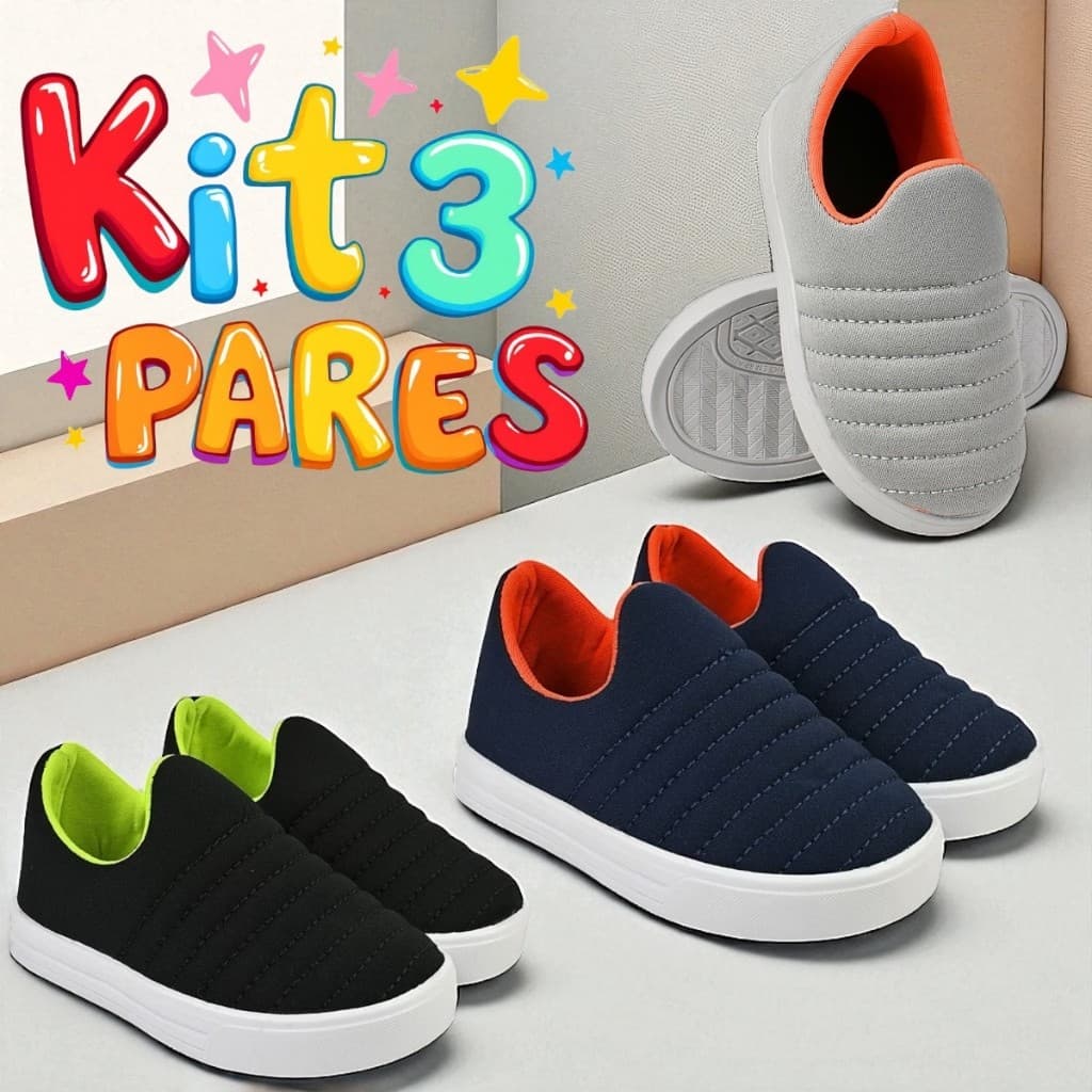 KIT 3 PARES CALCE FACIL INFANTIL PARA MENINO
