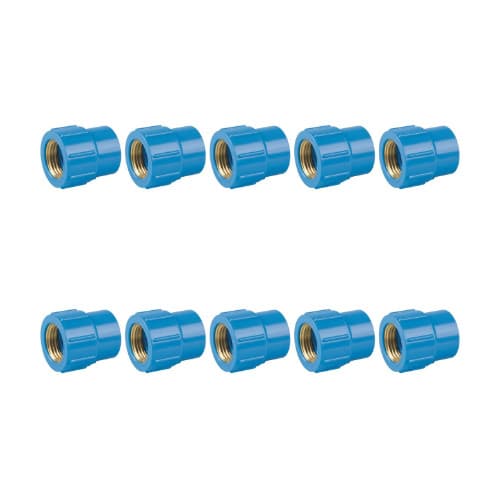 Kit 10 Luvas Azul Latao 25mm X 3/4 Soldavel Cola Rosca