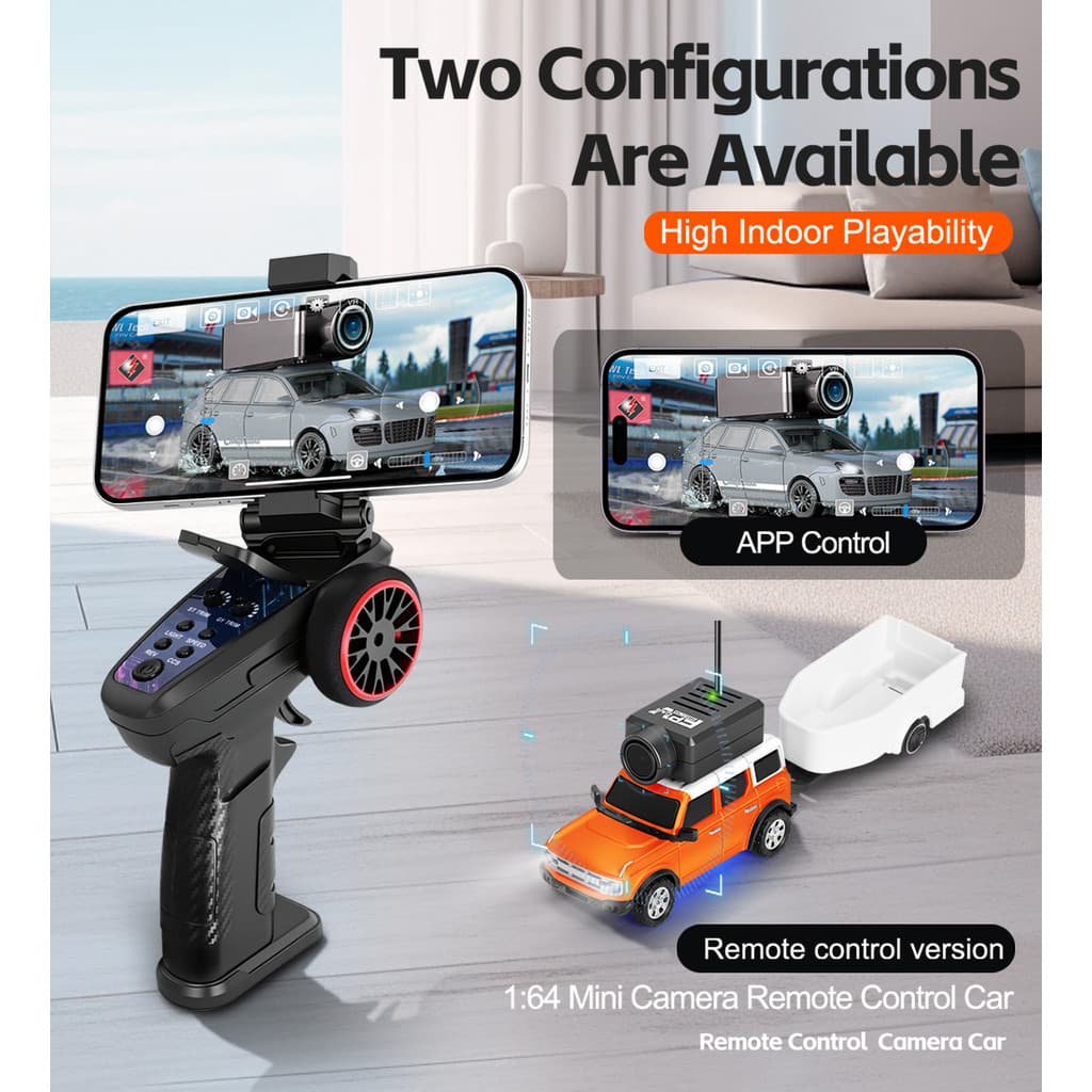 Carros WLtoys RC 1 : 64 Mini 6405 HD Câmera Carro De Corrida Brinquedo 120 ° Controle Duplo Móvel Do APP Da Antena Grand