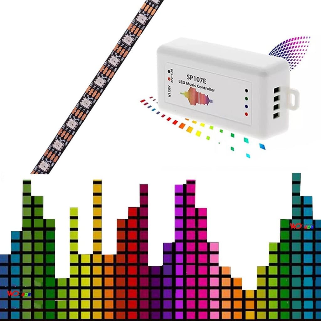 Kit Vu Som Automotivo Central Sp107e 1 Metro De Fita Ws2815