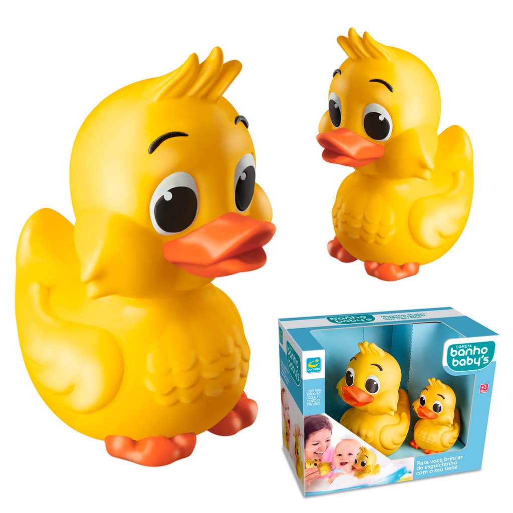 Patinhos De Borracha Brinquedo De Banho Infantil Kit 2 Bichinhos De Banheira Cor Amarelo