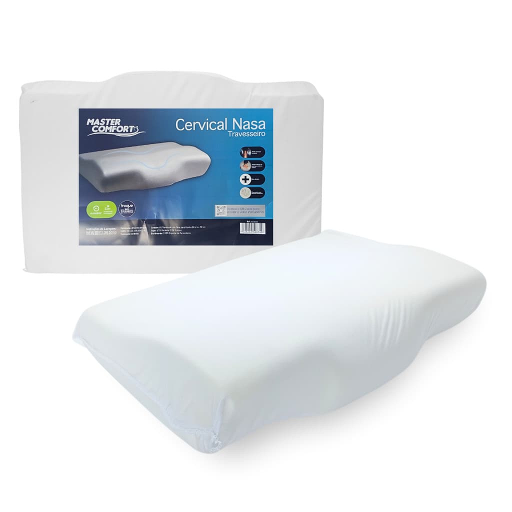 Travesseiro Nasa Cervical Anatômico Viscoelástico Ortopédico Master Comfort