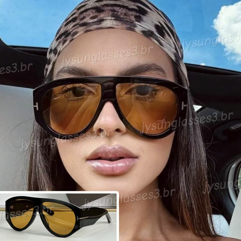Óculos De Sol Piloto De Armação Grande Da Moda Para Mulheres Homens Retrô T Word Unissex Proteção UV