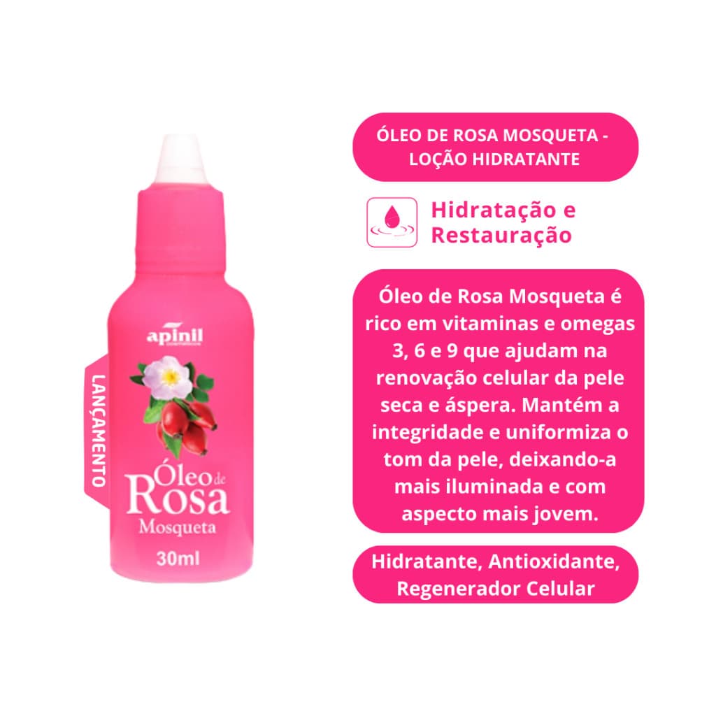 Óleo de Rosa Mosqueta 30ml (clareador de manchas/rugas/estrias/hidratante/previne estrias na gravidez)