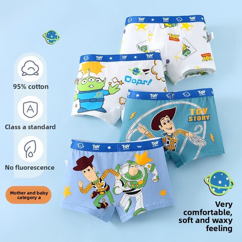 4 peças de algodão puro roupa interior infantil meninos Boxer Shorts estudante roupa interior bebê