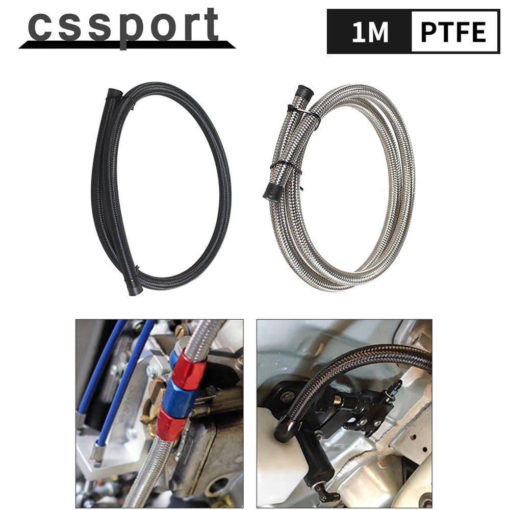 1M Mangueira De Óleo PTFE AN4-AN12 Aço Inoxidável Extremidade Universal Combustível Trançado Linha Gás Tubo Turbo Refrig