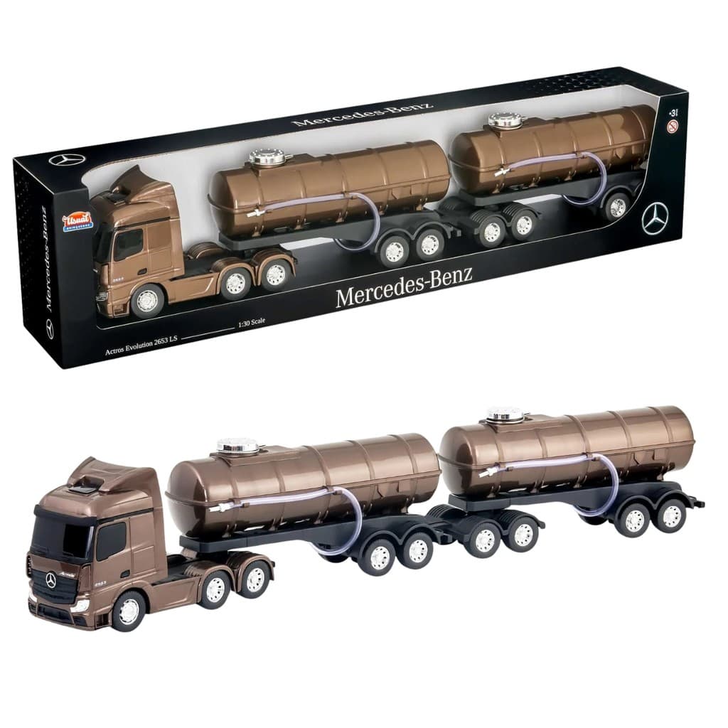 Caminhão Mercedes Benz Actros Tanque Pipa 69cm Grande Rodotrem Infantil Transporte De Água Brinquedo Colecionável Usual