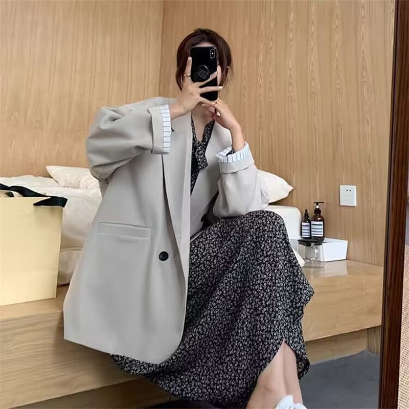 Primavera outono novo estilo moda pequeno terno jaqueta feminina 2026 versão coreana elegante solto estilo Preppy terno