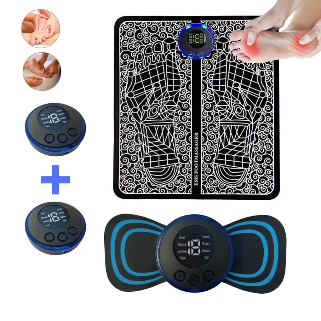 Kit Tapete E Mini Massageador Elétrico Dor Pés E Musculares EMS