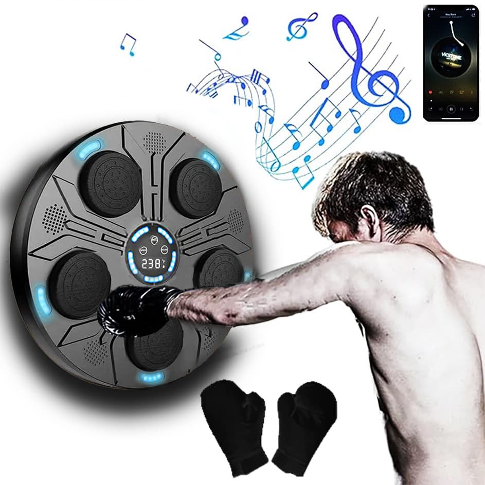 Máquina de Boxe Inteligente Bluetooth Efeito de Luz musical LED Com Luvas Golpes Integrados