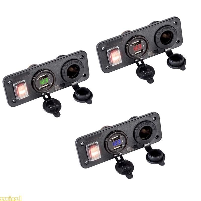 zwinz1 Caminhão Para Carro 12V 24V 2 Carregador USB Interruptor Voltímetro Tomada Isqueiro