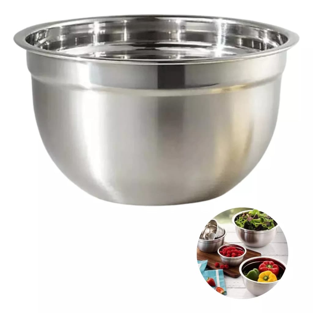 Tigela Mixing Bowl em aço inox para salada, cozinha 4.6 L